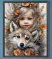 Preview: Malen nach Zahlen Blumenkind mit Wolf